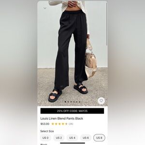 PRINCESS POLLY BLACK LINEN PANTS